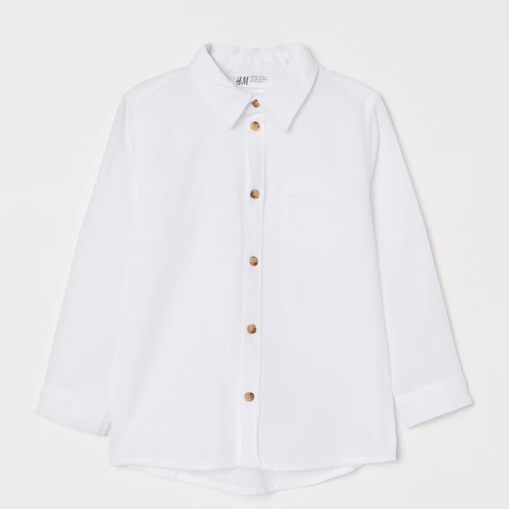 Boys Linen Blend Button Down Shirt